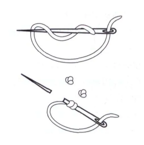 Как завязать узел нитки после. Завязывание узелка на конце нитки. Узел на нитке при шитье.