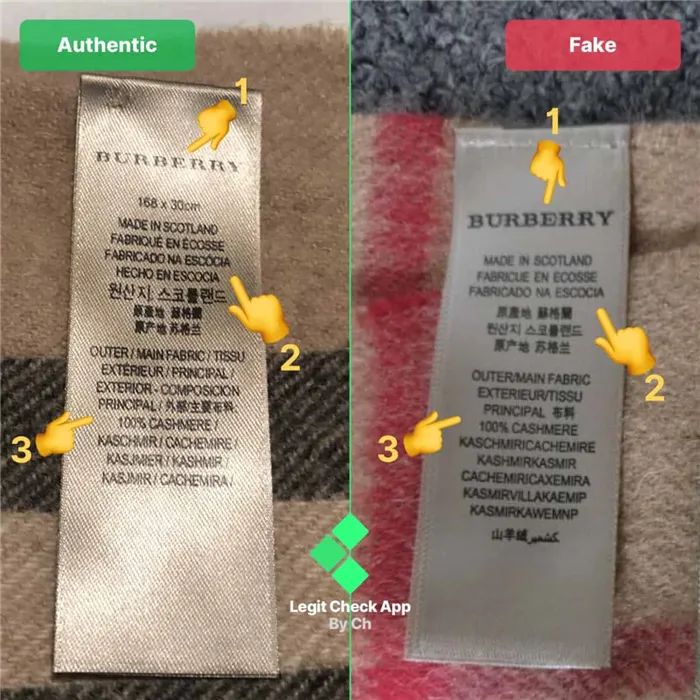 Настоящие и поддельные шарфы Burberry