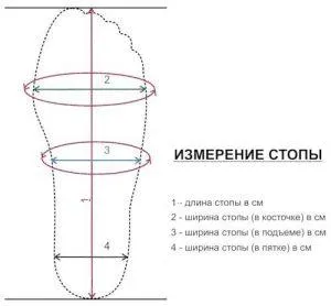 Размеры ног