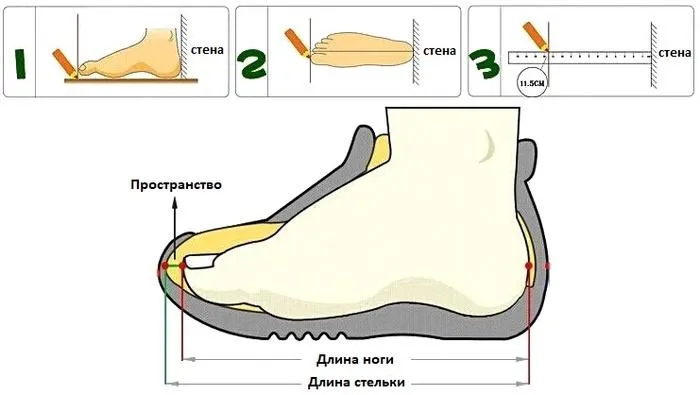 Размеры мужской ноги