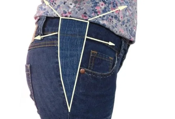 Удлинение пояса на джинсах