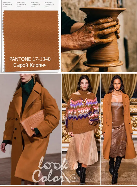 Модный желто-коричневый: PANTONE 17-1340 Raw Brick