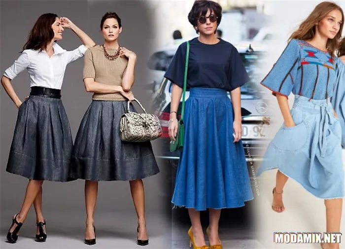 Джинсовые юбки солнце - с чем носить и как сочетать?
