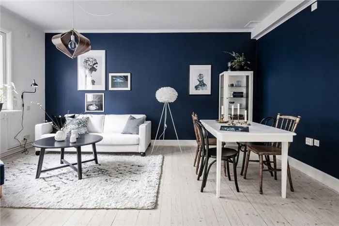 гостиная цвета индиго