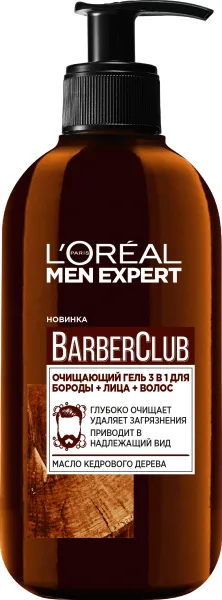 Men's Expert Barber Club 3-в-1 Очищающий гель для волос, лица и бороды, L