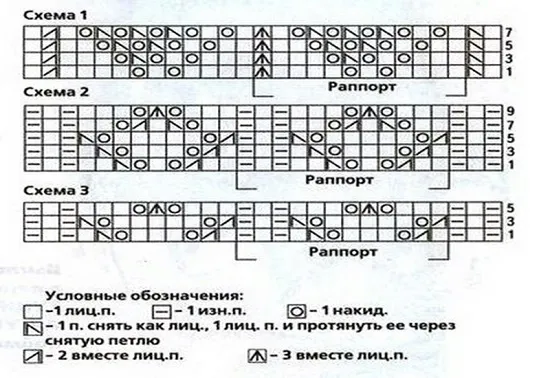 Вяжите шесть рядов узора, согласно схеме, соответственно.