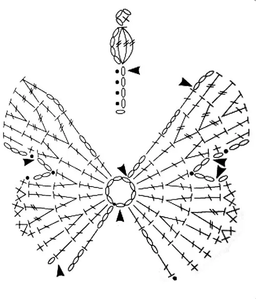 Схема вязания бабочки крючком и описание 2