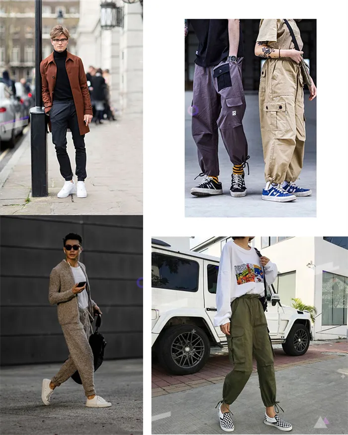 Как носить джоггеры с кроссовками и слипонами. Фотографии женщин и мужчин в уличном стиле.