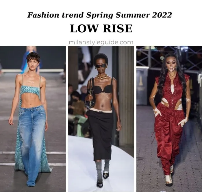 Тенденции низкой талии в трендах женской одежды на весну/лето 2022 года