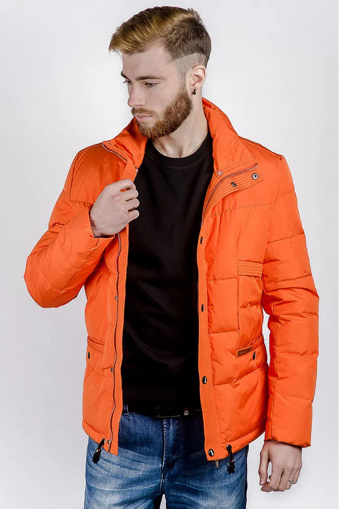 Оранжевая стеганая мужская куртка