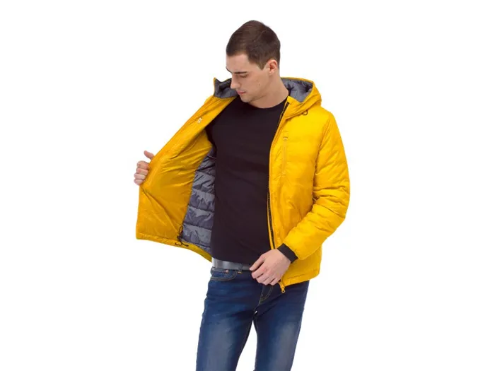 Желтая стеганая мужская куртка