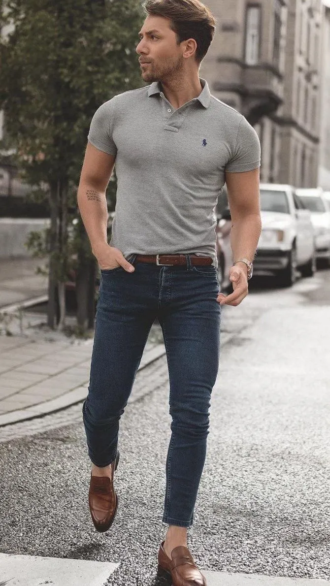 Поло с джинсами мужчины