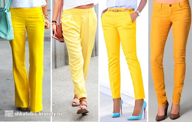 Что носить с желтыми джинсами
