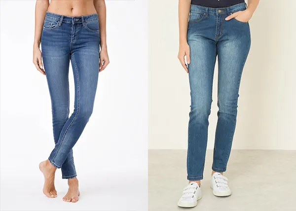 Разница между джинсами скинни и узкими джинсами.