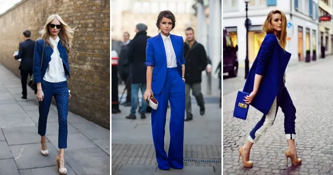 Женские синие костюмы - с чем носить и как создать стильный образ?