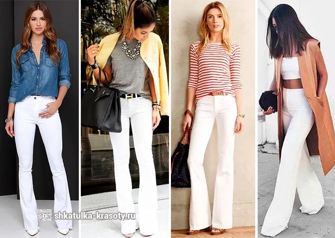 Белые джинсы, в сутулых брюках