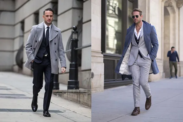 Мужчины в классических костюмах и пальто