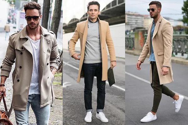 Мужские пальто в сочетании с зауженными джинсами