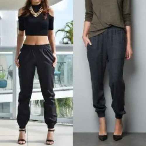 Как называются женские джинсы с эластичным поясом внизу? Как называются мужские брюки с резинкой внизу