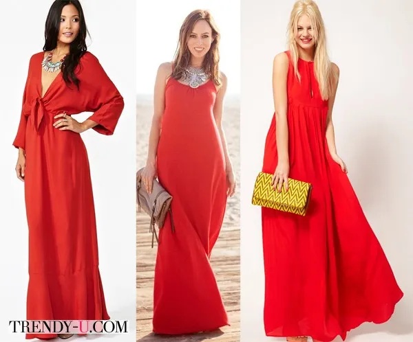 Красное летнее платье и аксессуары