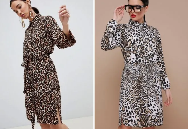 Леопардовое платье-рубашка