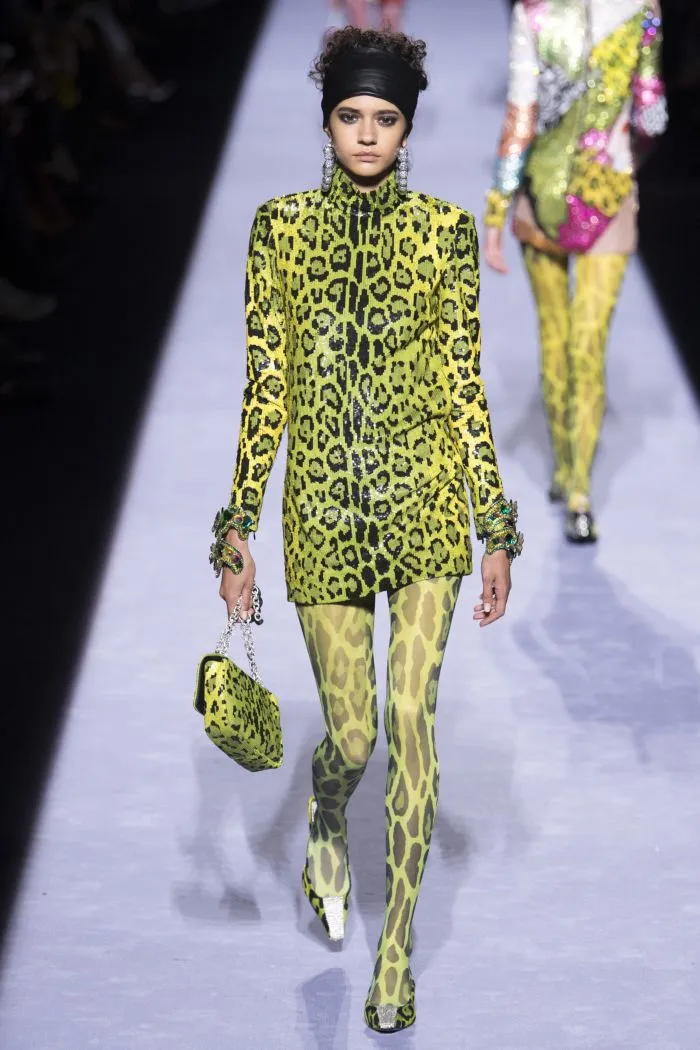 Желтое леопардовое платье Tom Ford