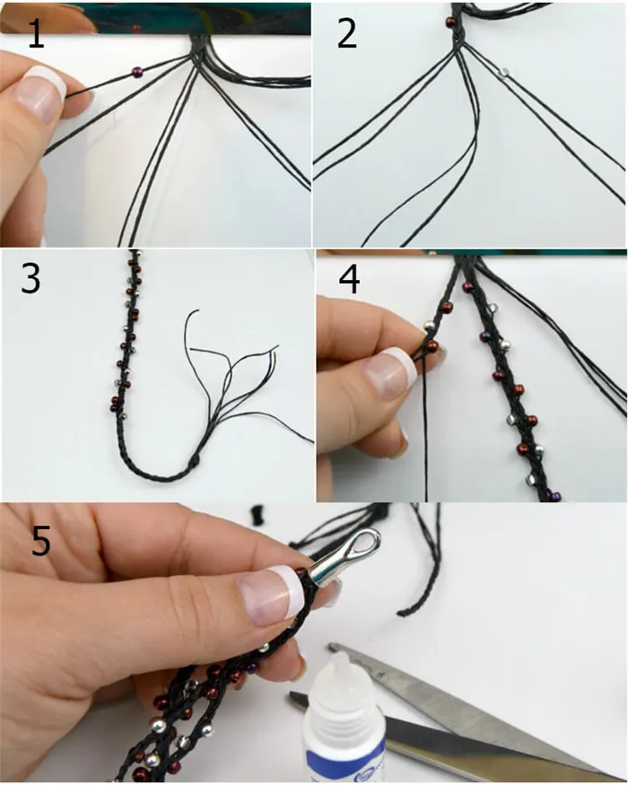 Как сделать простой черный браслет из пряжи